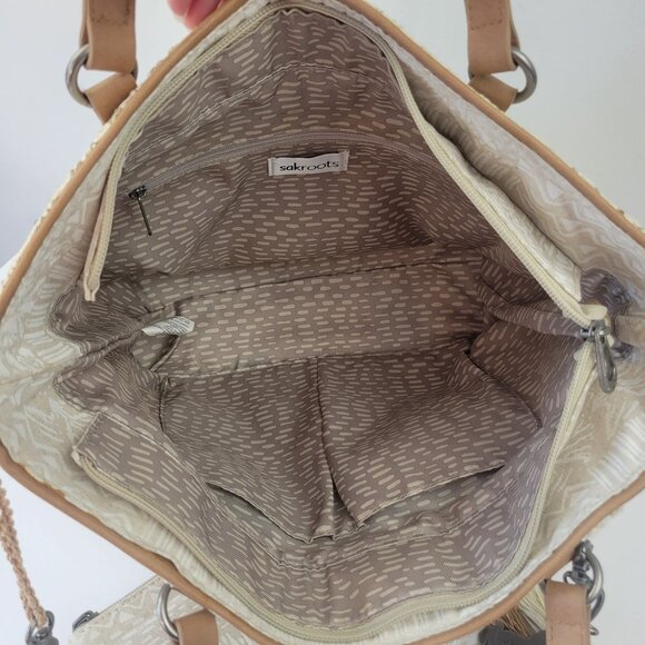 Sakroots Meadow Straw Bohemian Tote Cream - Picture 9 of 16